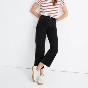 Madewell Slim Wide Leg Cropped Denim Jeans in black